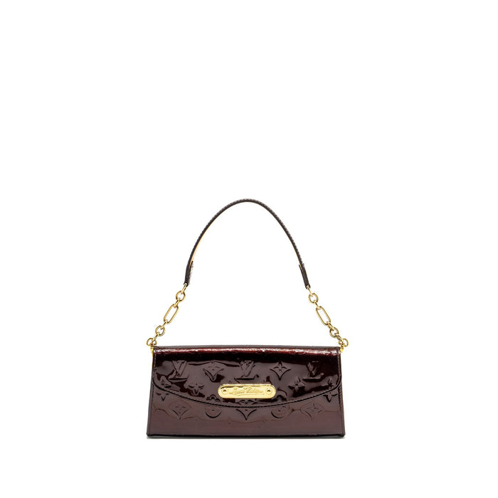 LOUIS VUITTON SUNSET BOULEVARD CLUTCH MONOGRAM VERNIS AMARANTE GHW