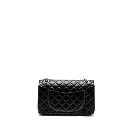 CHANEL SMALL 2.55 REISSUE DOUBLE FLAP BAG AGE CALFSKIN BLACK GHW