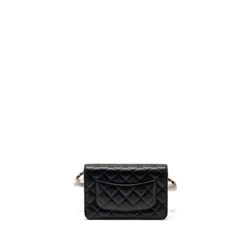 CHANEL CLASSIC WALLET ON CHAIN CAVIAR BLACK GHW (MICROCHIP)