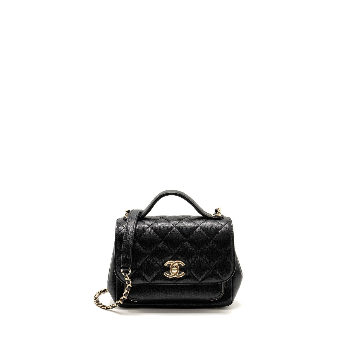 CHANEL SMALL BUSINESS AFFINITY CAVIAR BLACK LGHW (MICROCHIP)