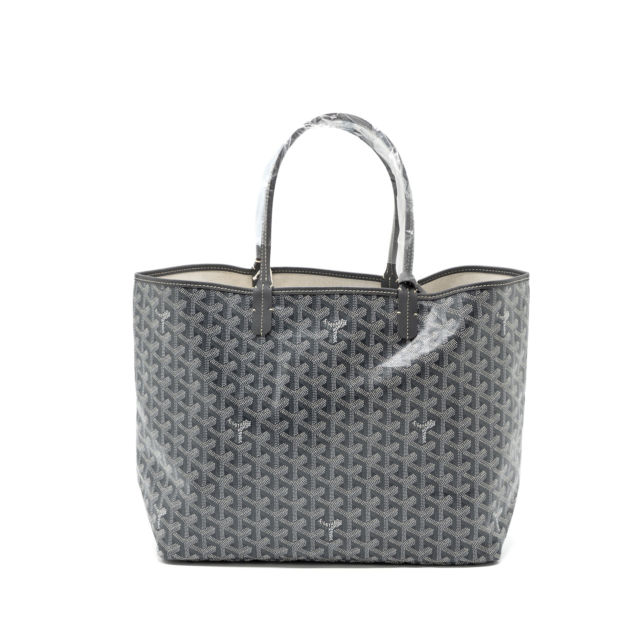 GOYARD SAINT LOUIS PM TOTE BAG CANVAS/ CALFSKIN GREY SHW