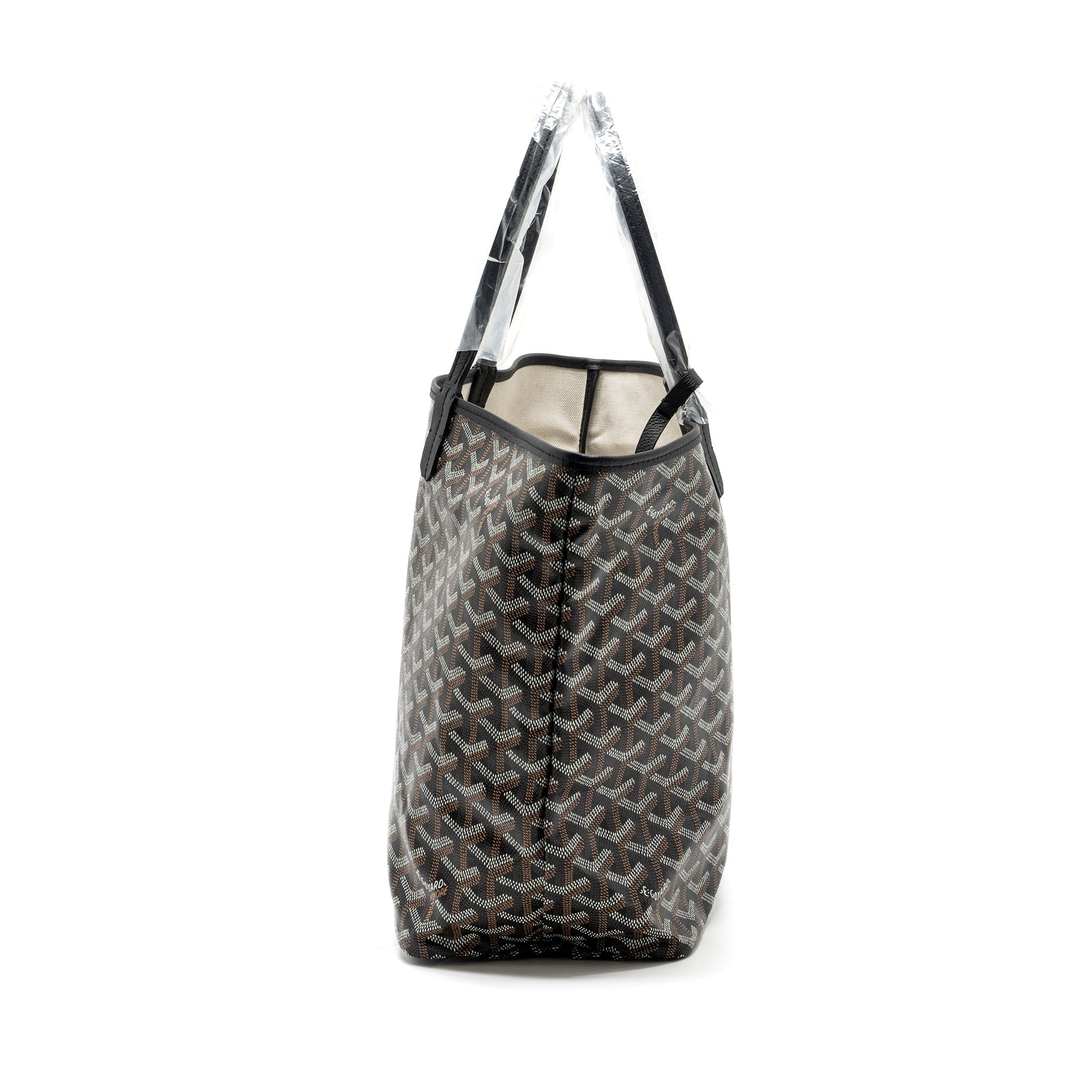 GOYARD SAINT LOUIS PM TOTE BAG GOYARDLINE CANVAS / CALFSKIN BLACK SHW