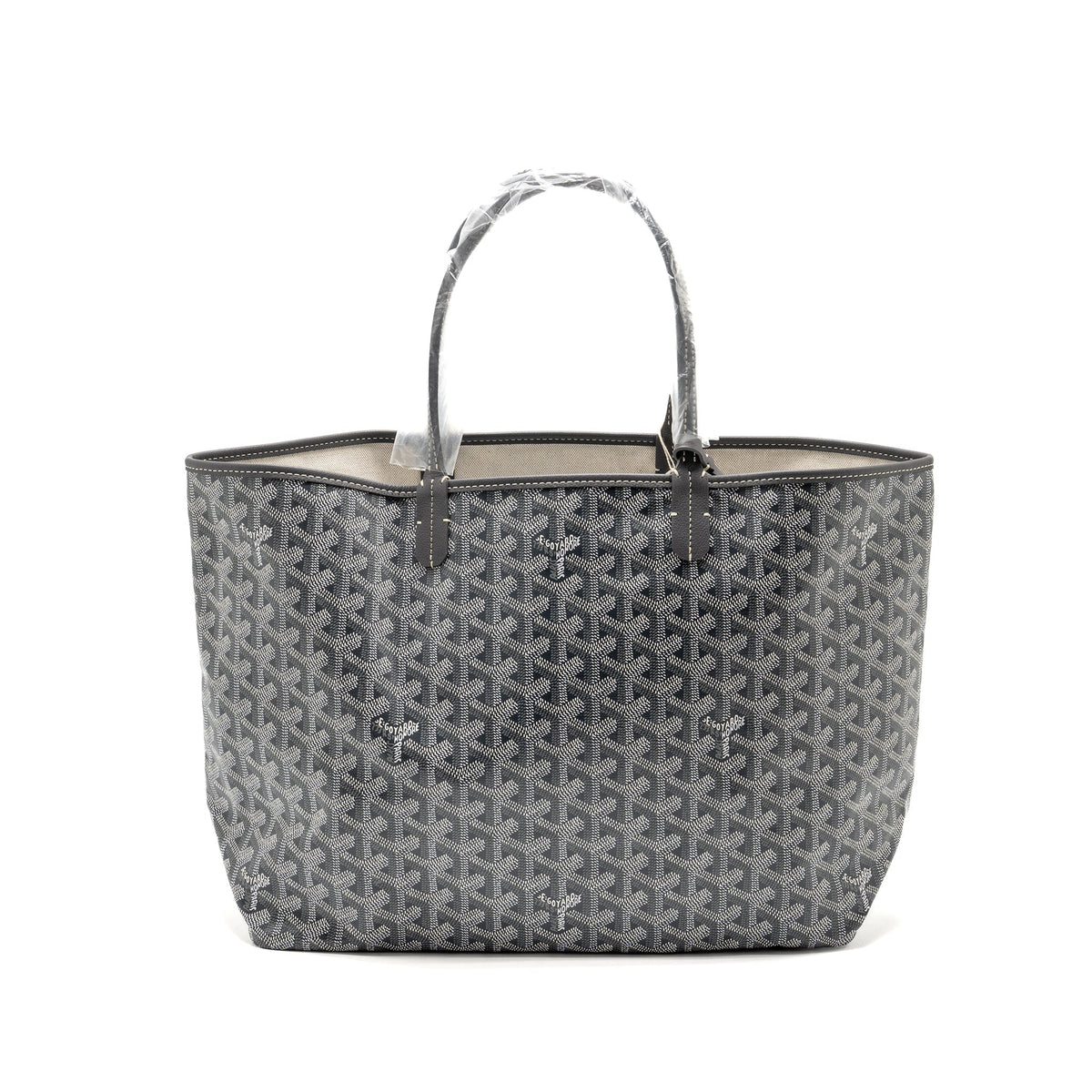 GOYARD SAINT LOUIS PM TOTE BAG GOAYRDINE CANVAS/CALFSKIN GREY SHW