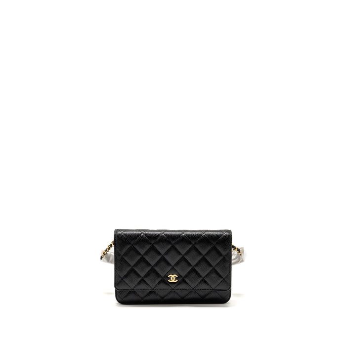 CHANEL CLASSIC WALLET ON CHAIN CAVIAR BLACK GHW (MICROCHIP)