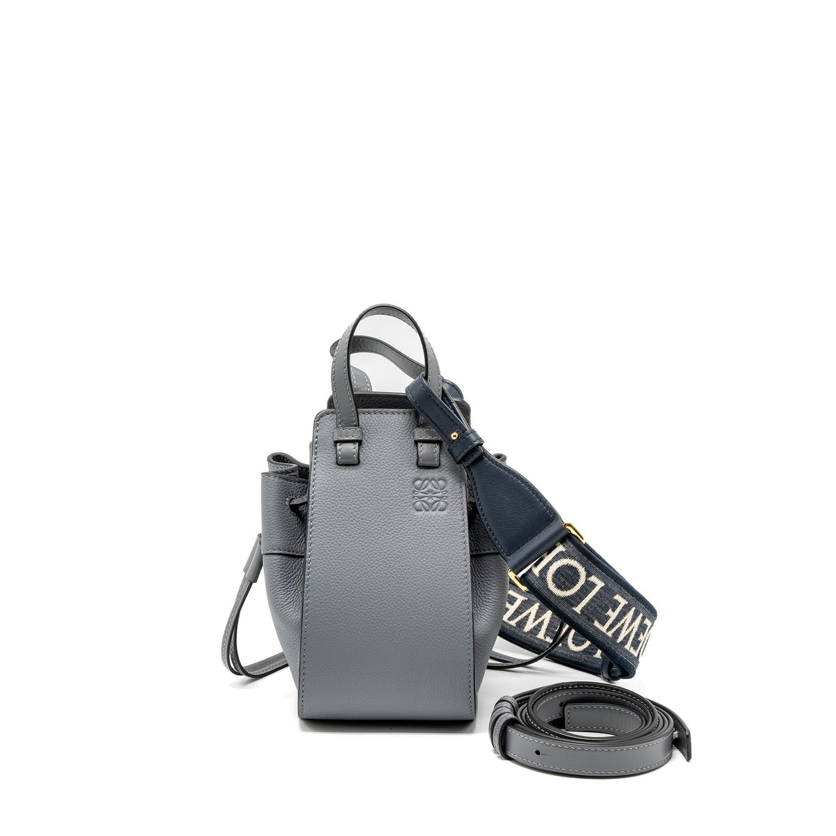 LOEWE MINI HAMMOCK DRAWSTRING IN SOFT GRAINED CALFSKIN ASPHALT GREY GHW
