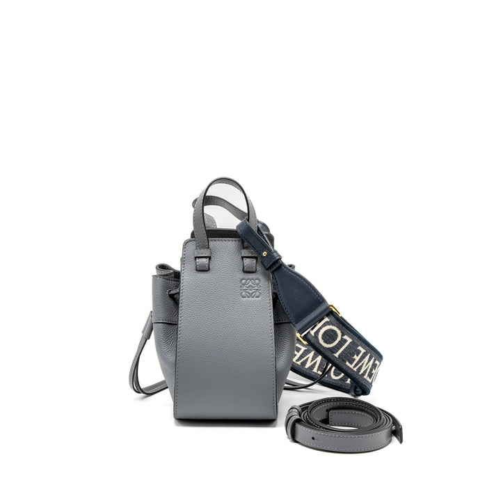 LOEWE MINI HAMMOCK DRAWSTRING IN SOFT GRAINED CALFSKIN ASPHALT GREY GHW