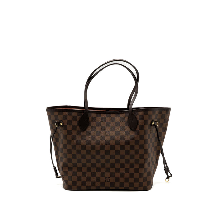LOUIS VUITTON NEVERFULL MM MONOGRAM DAMIER EBENE CANVAS / ROSE BALLERINA GHW