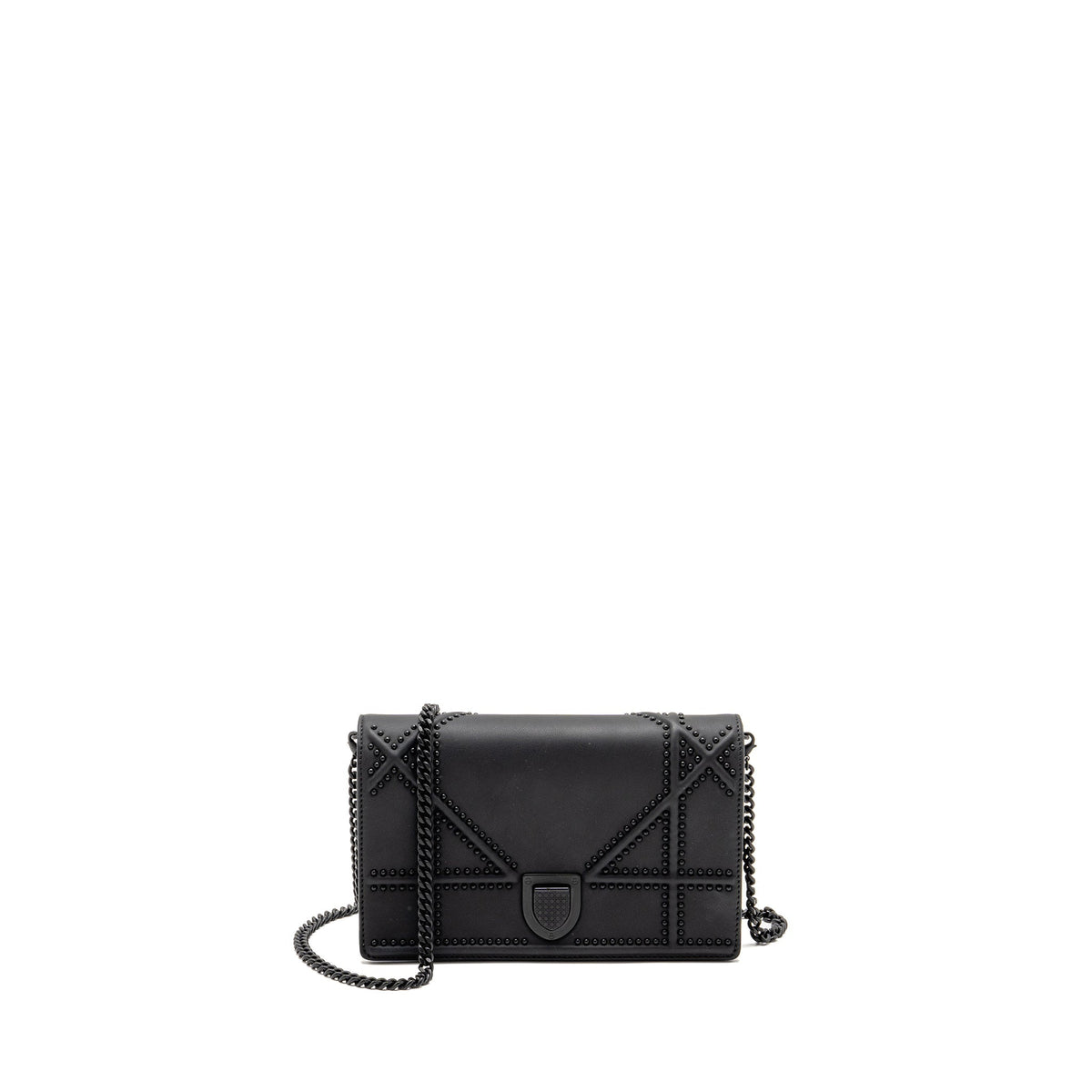 DIOR STUDDED DIORAMA WALLET ON CHAIN LEATHER SO BLACK