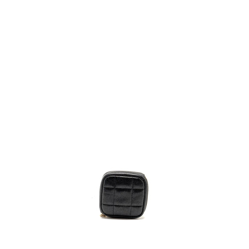 CHANEL QUILTED DIAMOND ZIPPER COIN PURSE CAVIAR BLACK GHW