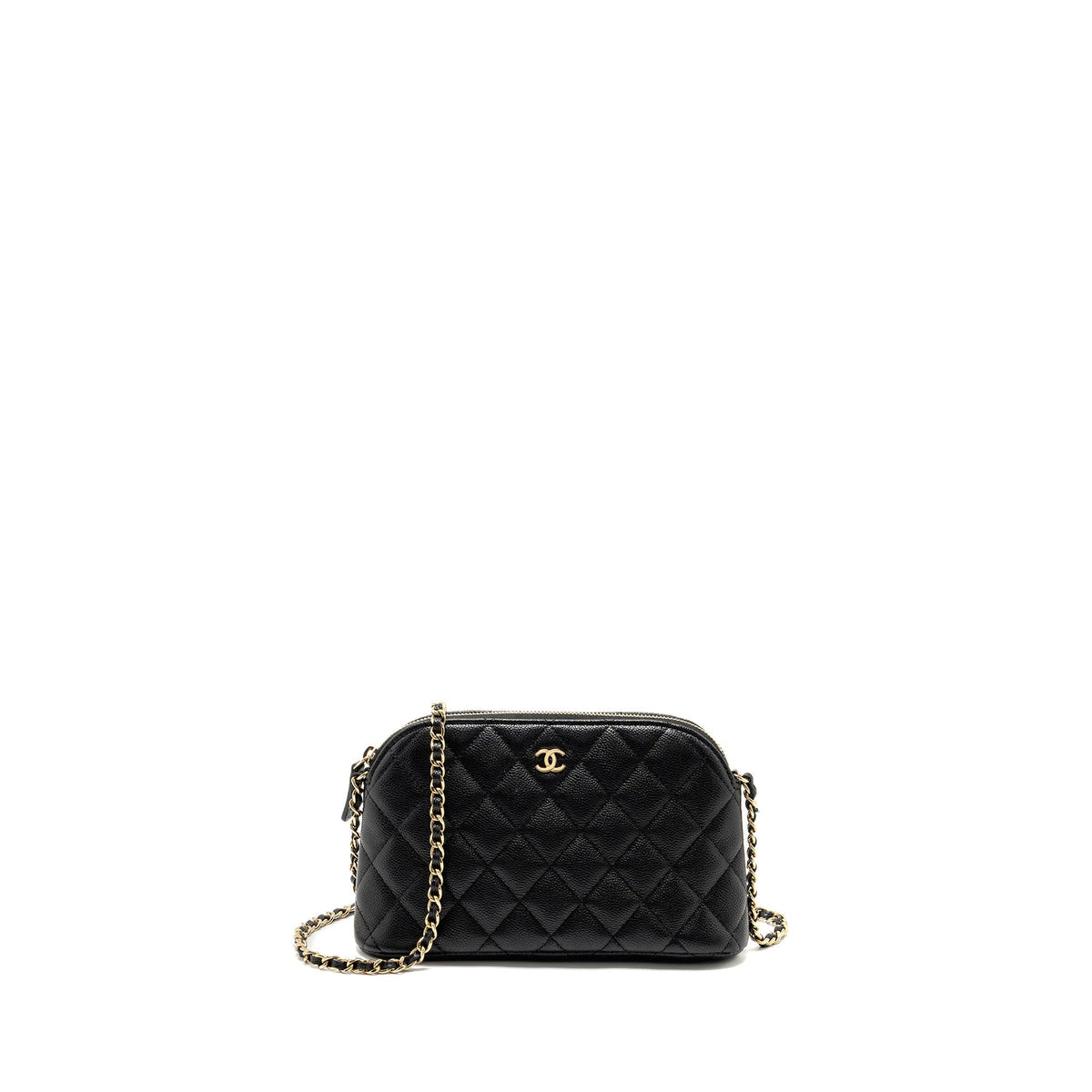 CHANEL CLASSIC CC CLUTCH WITH CHAIN CAVIAR BLACK LGHW (MICROCHIP)