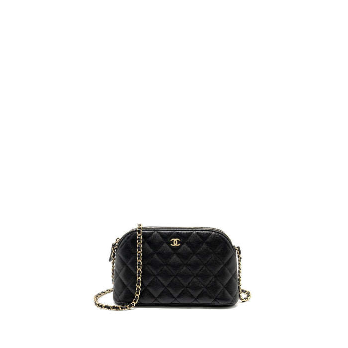 CHANEL CLASSIC CC CLUTCH WITH CHAIN CAVIAR BLACK LGHW (MICROCHIP)