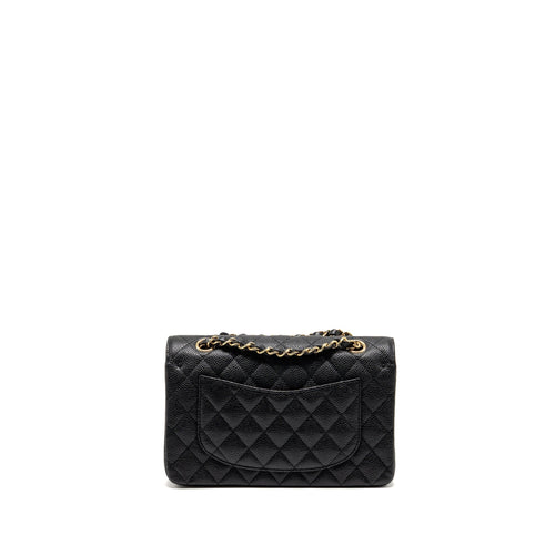 CHANEL SMALL CLASSIC DOUBLE FLAP BAG CAVIAR BLACK GHW (MICROCHIP)