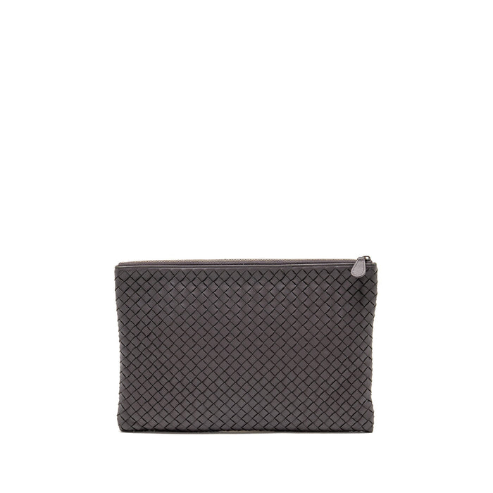 BOTTEGA VENETA INTRECCIATO CLUTCH LEATHER BROWN SHW