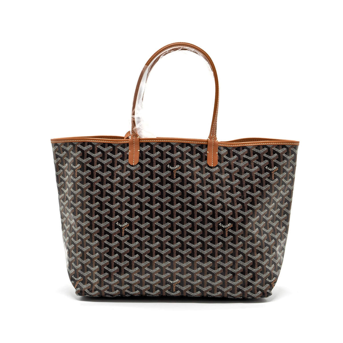 GOYARD SAINT LOUIS PM TOTE BAG GOYARDLINE CANVAS / CALFSKIN BROWN SHW