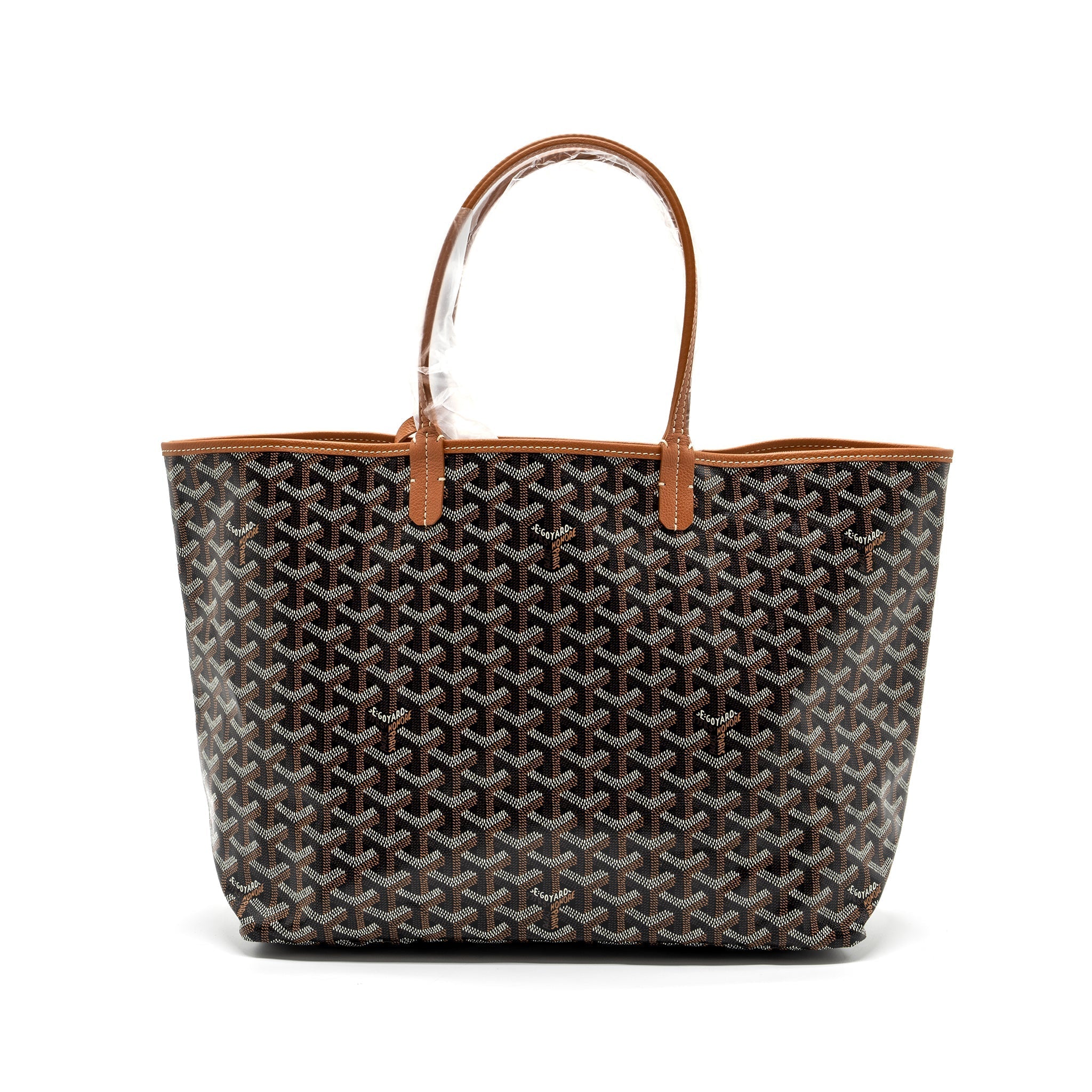 GOYARD SAINT LOUIS PM TOTE BAG GOYARDLINE CANVAS / CALFSKIN BROWN SHW