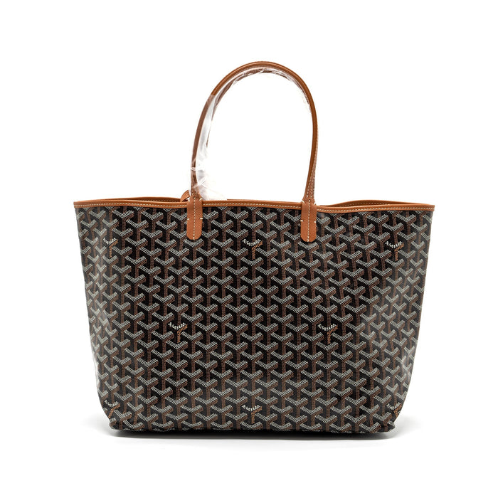 GOYARD SAINT LOUIS PM TOTE BAG GOYARDLINE CANVAS / CALFSKIN BROWN SHW