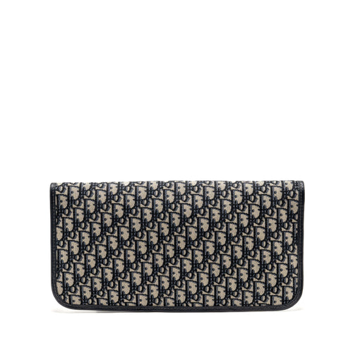 DIOR FOLDER CLUTCH OBLIQUE CANVAS/CALFSKIN BLUE GHW