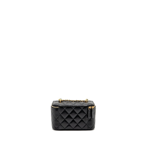 CHANEL LONG VANITY WITH CHAIN DETAIL CC LOGO LAMBSKIN BLACK GHW(MICROCHIP)