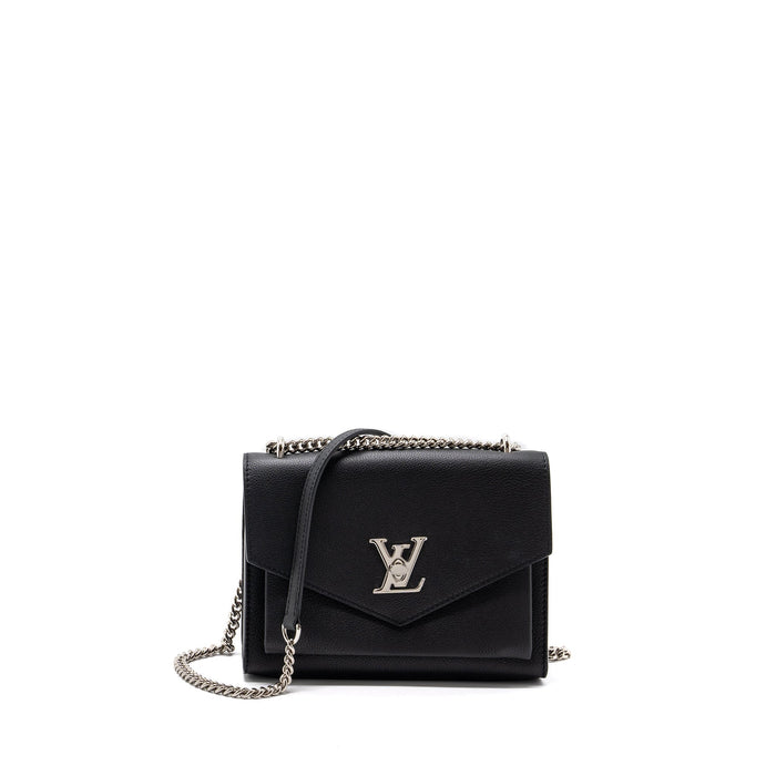 LOUIS VUITTON MYLOCKME SATCHEL CHAIN BAG CALFSKIN BLACK SHW