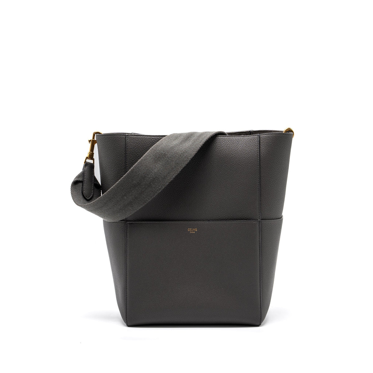 CELINE SANGLE BUCKET GRAINED CALFSKIN GREY GHW