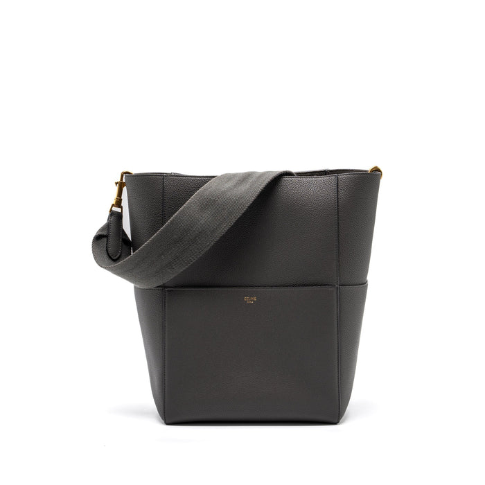 CELINE SANGLE BUCKET GRAINED CALFSKIN GREY GHW