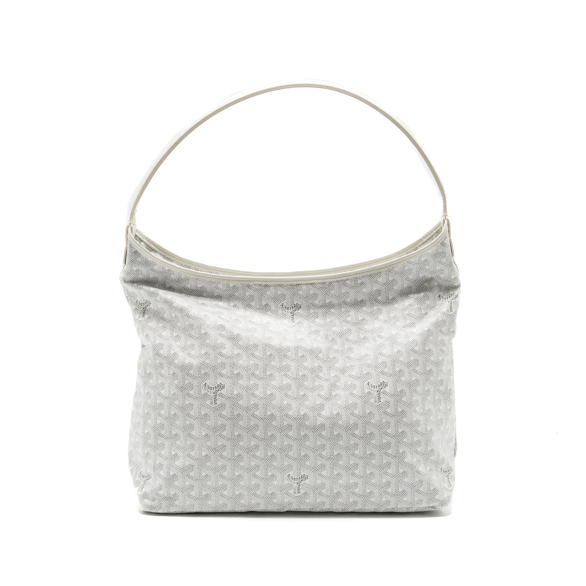 GOYARD BOHEME HOBO BAG GOYARDLINE CANVAS/CALFSKIN WHITE SHW