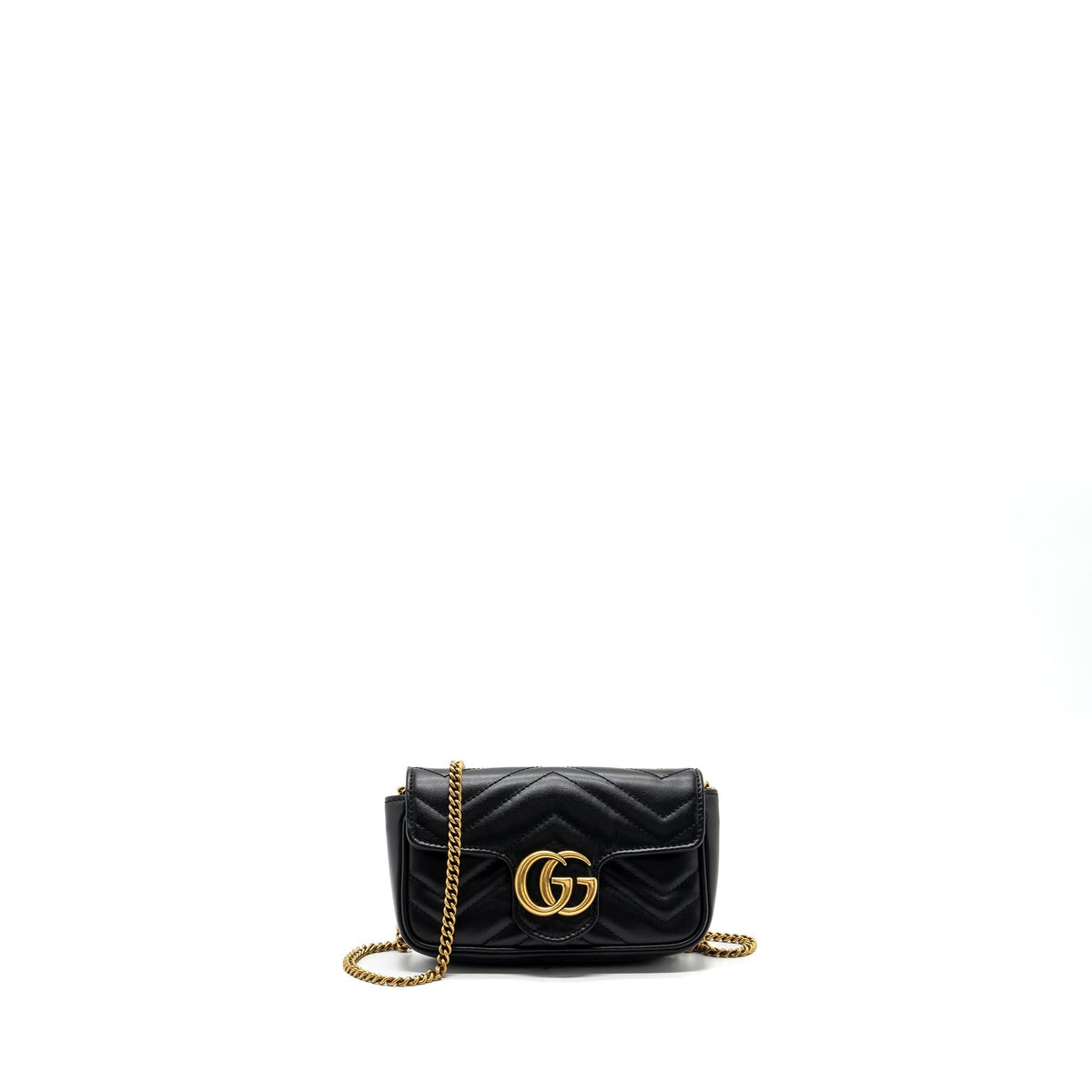 GUCCI GG MARMONT SUPER MINI BAG CALFSKIN BLACK GHW
