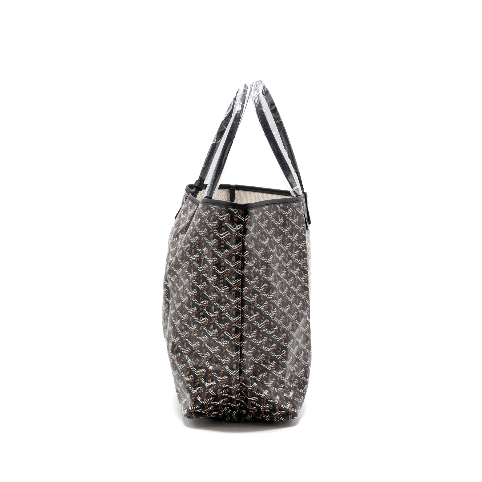 GOYARD SAINT LOUIS PM TOTE BAG GOYARDINE CANVAS/CALFSKIN BLACK SHW