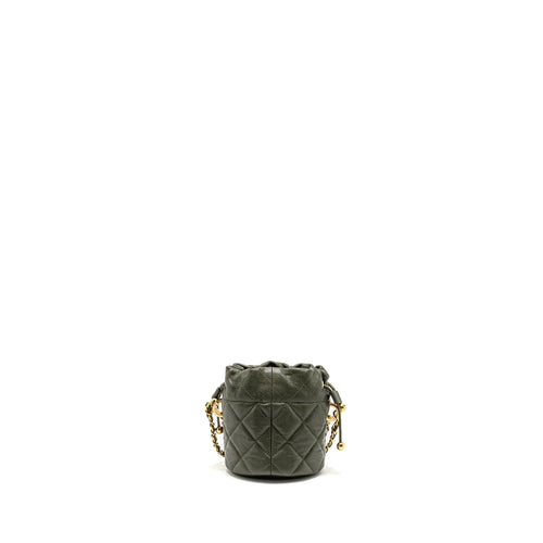 CHANEL MINI BUCKET BAG CAVIAR DARK GREEN GHW (MICROCHIP)