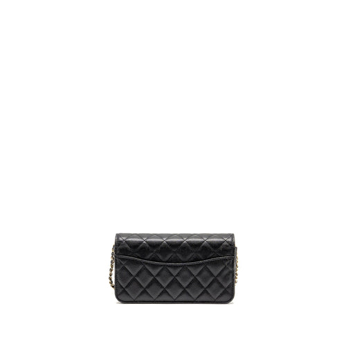 CHANEL QUILTED CC CLUTCH ON CHAIN CAVIAR BLACK LGHW (MICROCHIP)