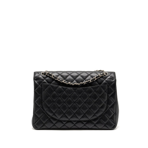 CHANEL MAXI CLASSIC DOUBLE FLAP BAG CAVIAR BLACK SHW