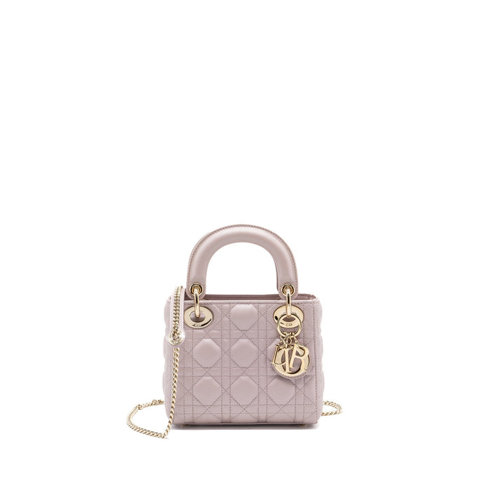 DIOR MINI LADY DIOR LAMBSKIN LIGHT PINK LGHW