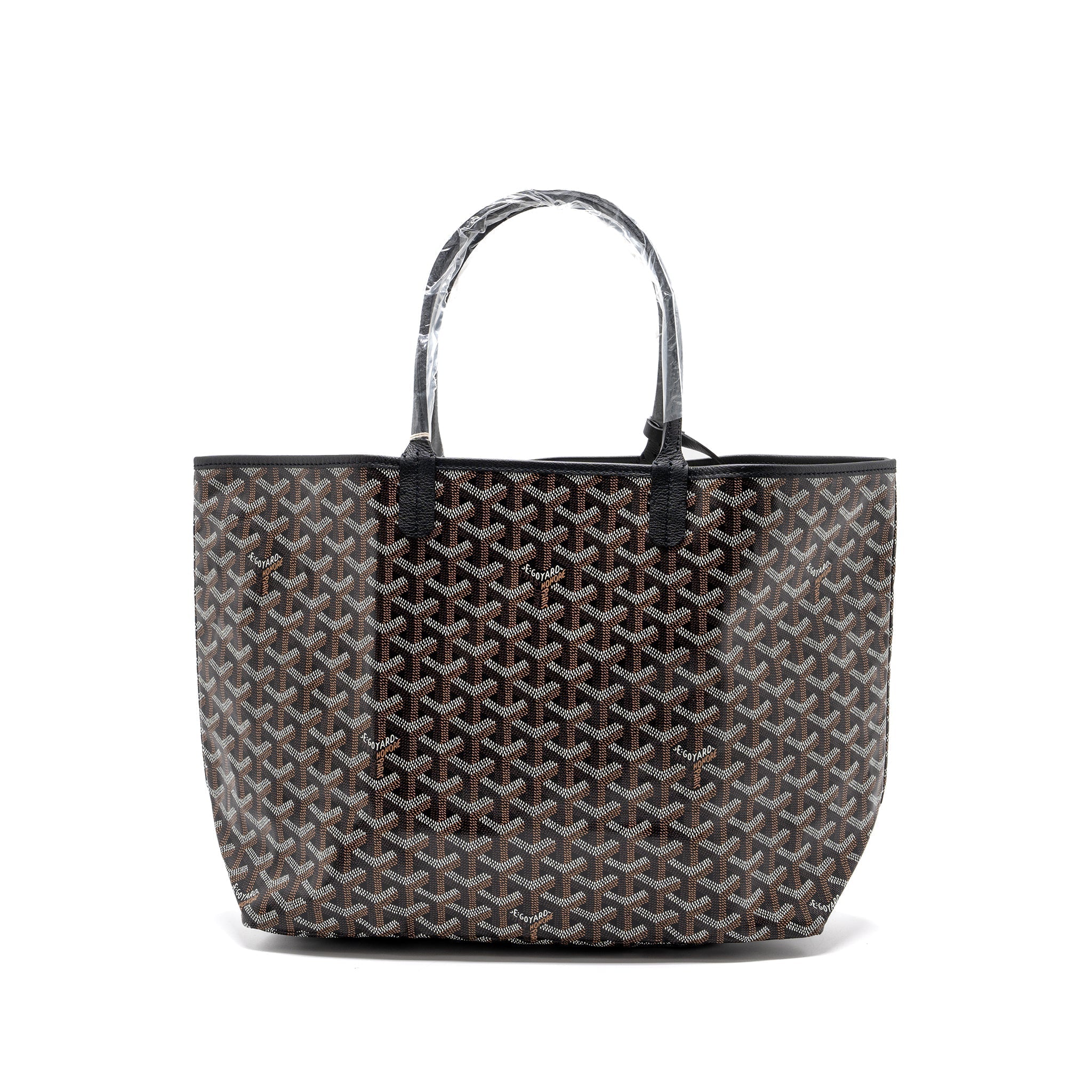 GOYARD SAINT LOUIS PM TOTE BAG GOYARDINE CANVAS/CALFSKIN BLACK SHW
