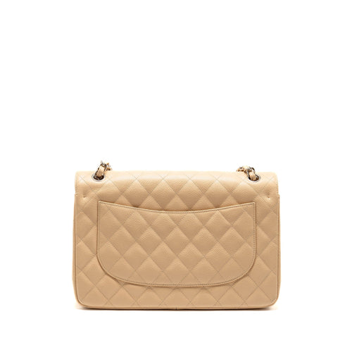 CHANEL JUMBO CLASSIC DOUBLE FLAP BAG CAVIAR BEIGE SHW