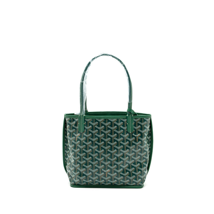 GOYARD MINI ANJOU TOTE BAG GOYARDLINE CANVAS / CALFSKIN GREEN SHW