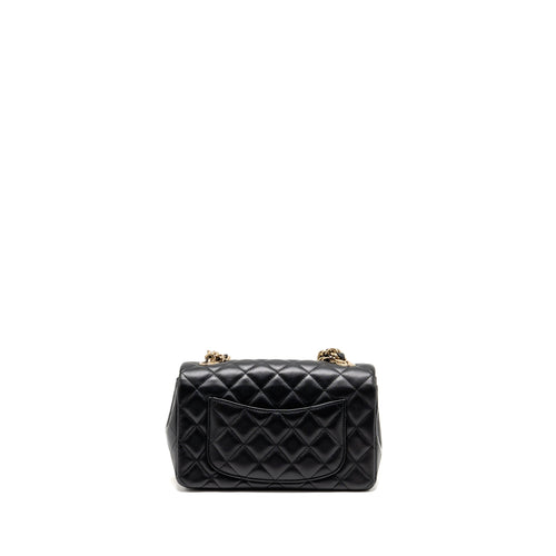 CHANEL COCO CHARMS MINI RECTANGULAR FLAP BAG LAMBSKIN BLACK LGHW
