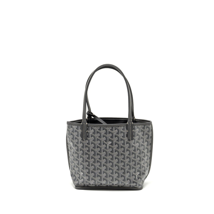 GOYARD MINI ANJOU TOTE BAG GOYARDINE CANVAS/CALFSKIN GREY SHW