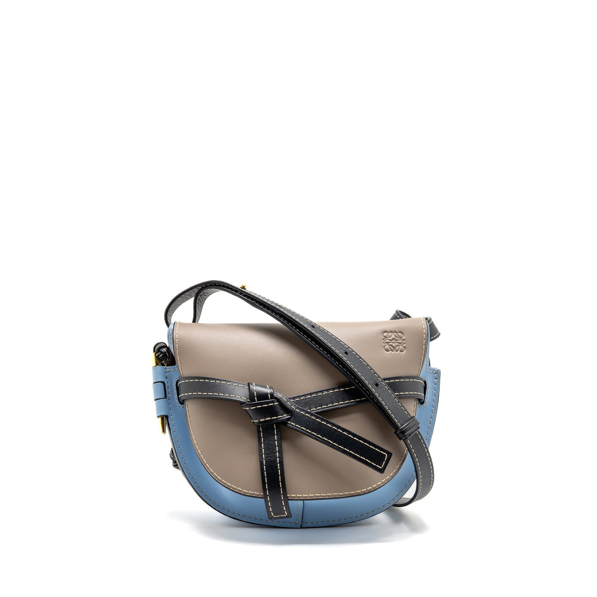 LOEWE SMALL GATE BAG CALFSKIN GREY/BLUE/MULTICOLOUR