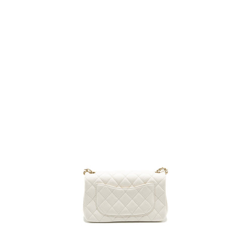 CHANEL 23C PEARL CRUSH MINI RECTANGULAR FLAP BAG LAMBSKIN WHITE LGHW (MICROCHIP)