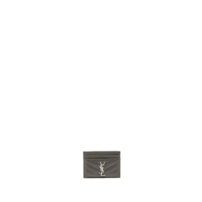 SAINT LAURENT CARD HOLDER CALFSKIN GREY SHW