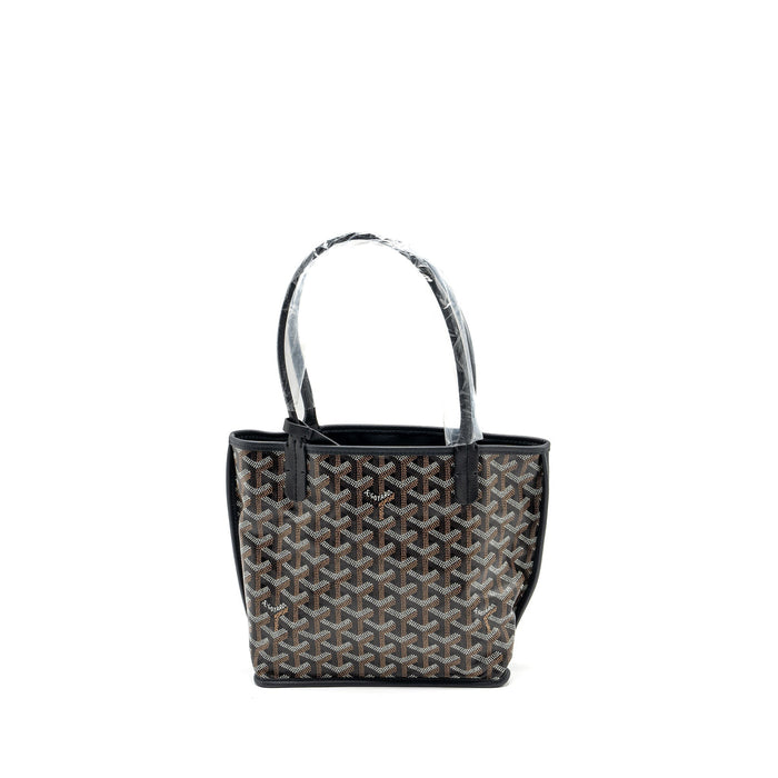 GOYARD MINI ANJOU TOTE BAG GOYARDLINE CANVAS / CALFSKIN BLACK SHW