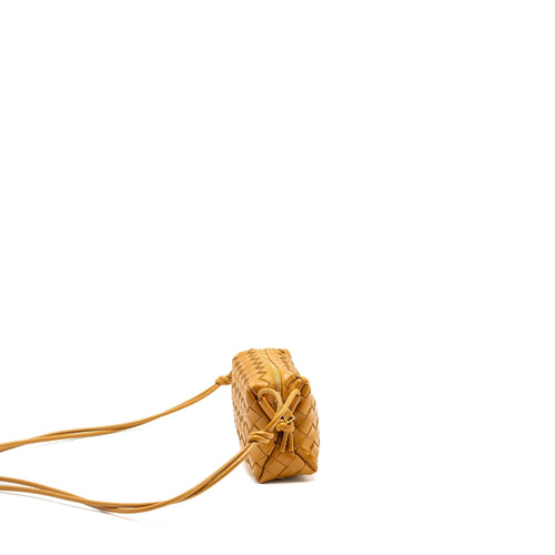 BOTTEGA VENETA MINI LOOP CAMERA BAG LAMBSKIN CARAMEL GHW