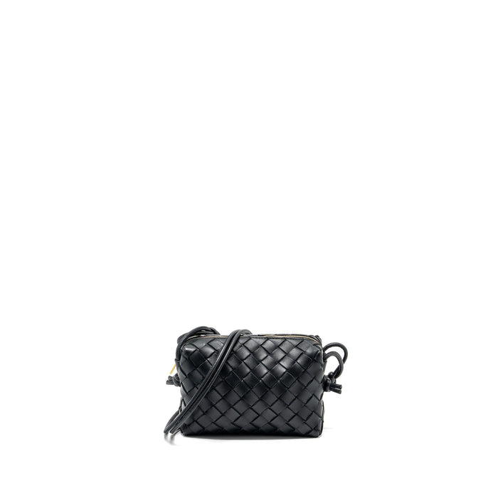 BOTTEGA VENETA MINI LOOP CAMERA BAG LAMBSKIN BLACK GHW