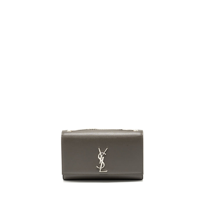 SAINT LAURENT/YSL MEDIUM KATE BAG GRAINED CALFSKIN GREY SHW
