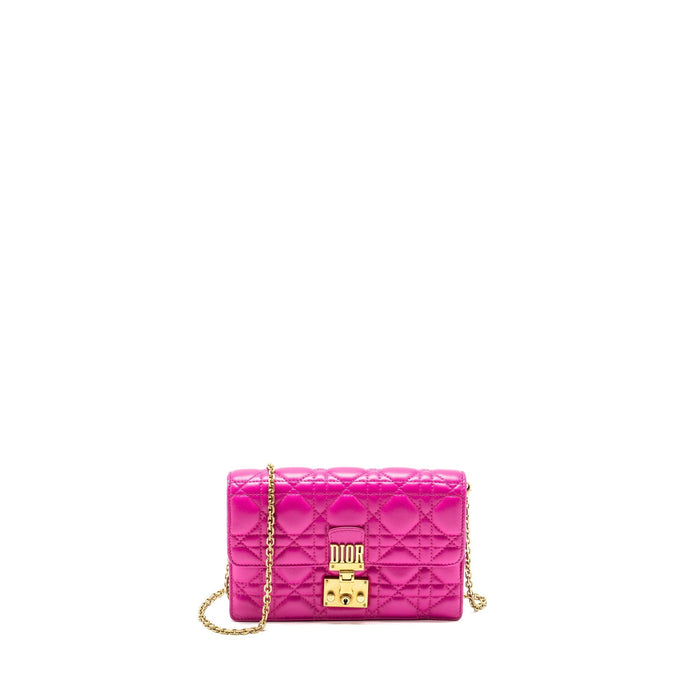 DIOR DIORADDICT WALLET ON CHAIN LAMBSKIN PINK GHW