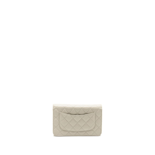 CHANEL CLASSIC WALLET ON CHAIN CAVIAR CREAMY WHITE LGHW(MICROCHIP)