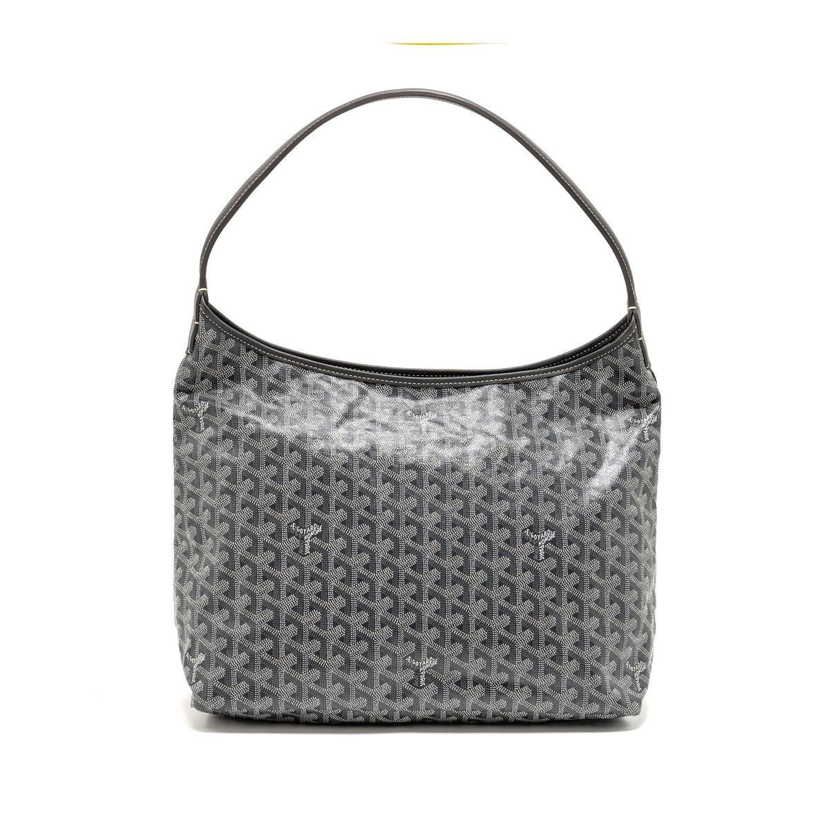 GOYARDBOHEME HOBO BAG GOYARDINE CANVAS/CALFSKIN GRIS SHW