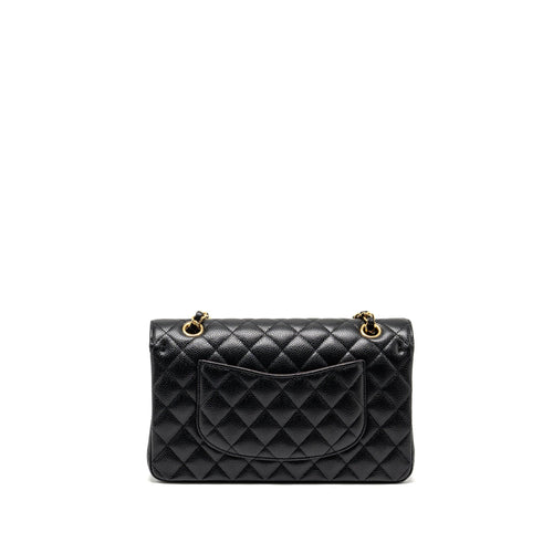 CHANEL MEDIUM CLASSIC DOUBLE  FLAP BAG CAVIAR  BLACK GHW