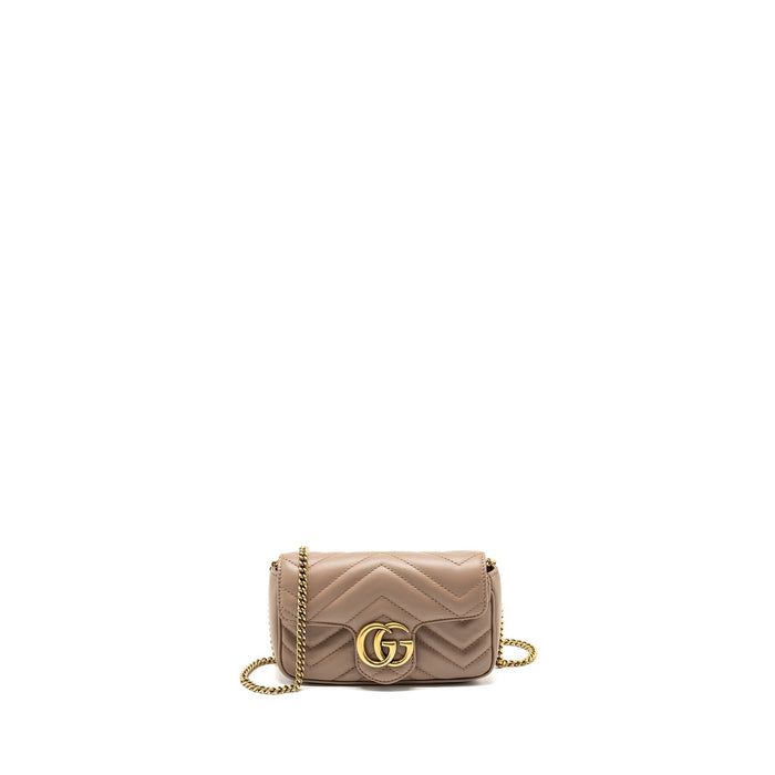 GUCCI SUPER MINI GG MARMONT BAG CALFSKIN BEIGE GHW
