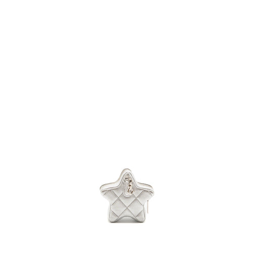 CHANEL STAR COIN PURSE/BAG CHARM LAMBSKIN SILVER SHW(MICROCHIP)